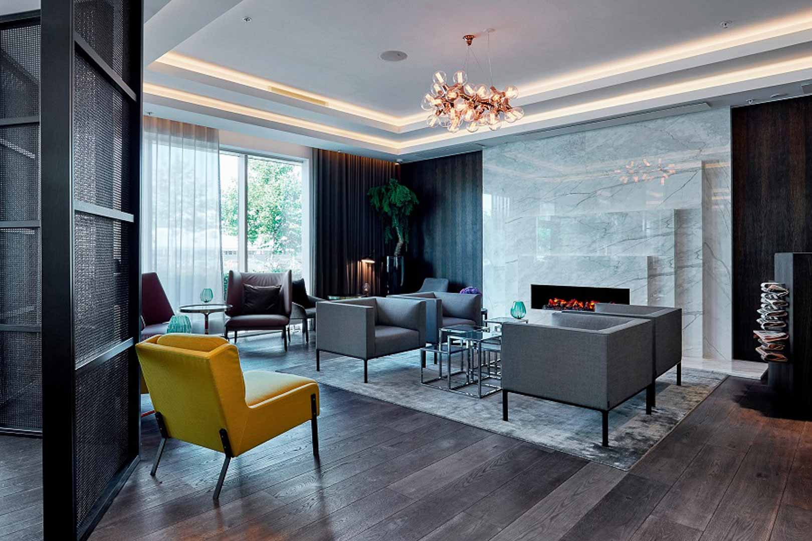 Suite including a living room, Marriott Hotel fitout and furniture, Brussels, Belgium
